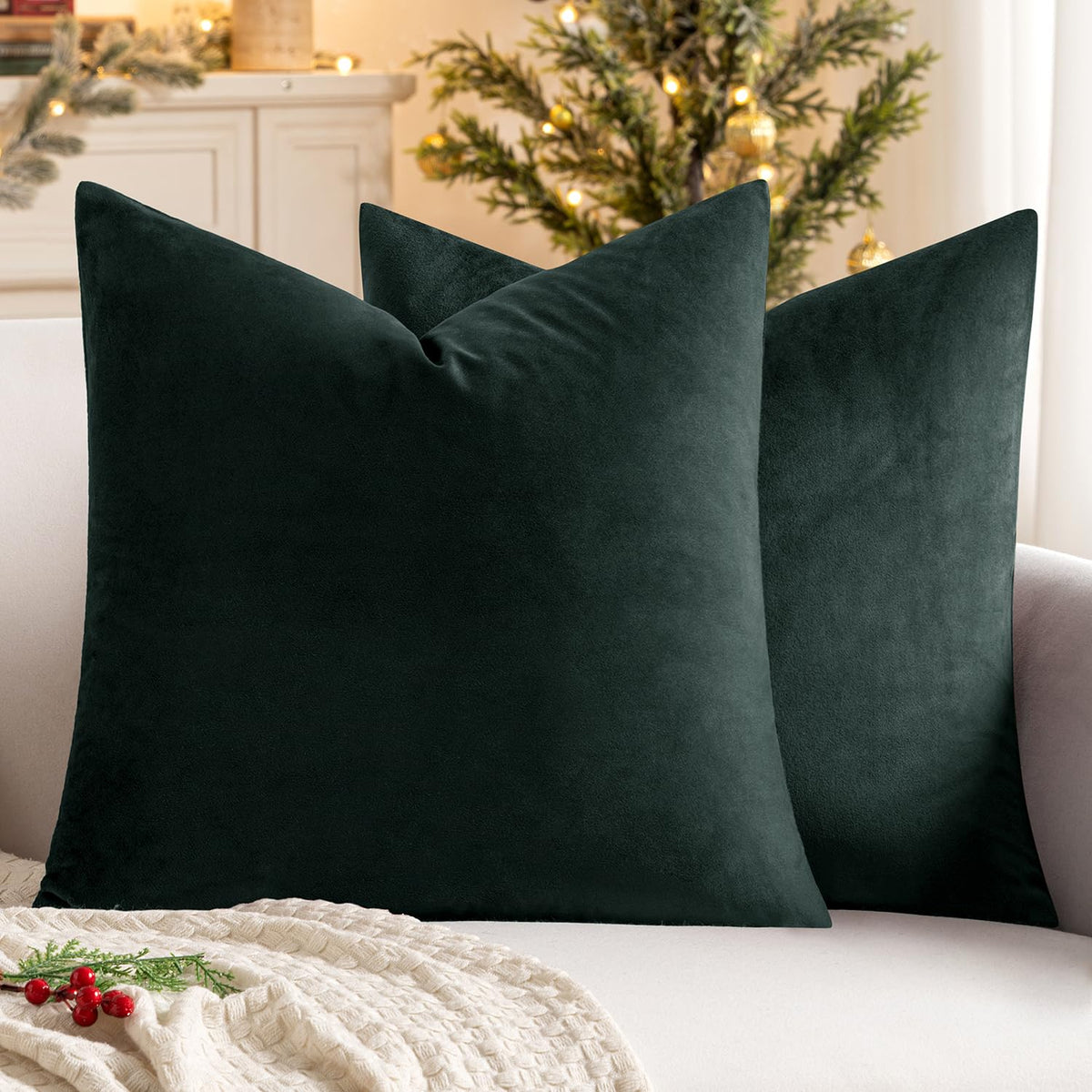 MIULEE Velvet Fall Throw Pillow Covers 20x20 Inch Pack of 2 Burnt Orange