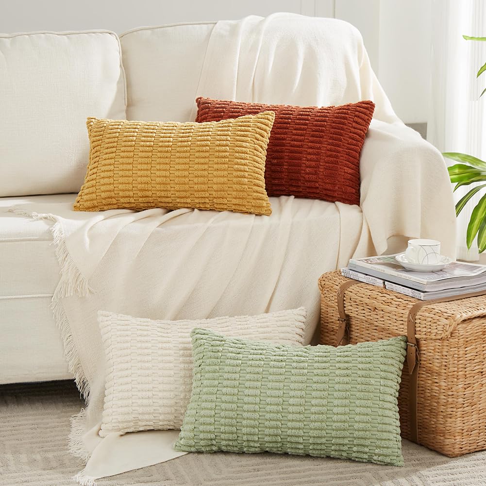 Fancy Homi 4 Packs Decorative Throw Pillow Covers for Living Room Couch Bed, Modern Farmhouse Boho Home Décor Accent Cushion Case, 18" x 18", Neutral
