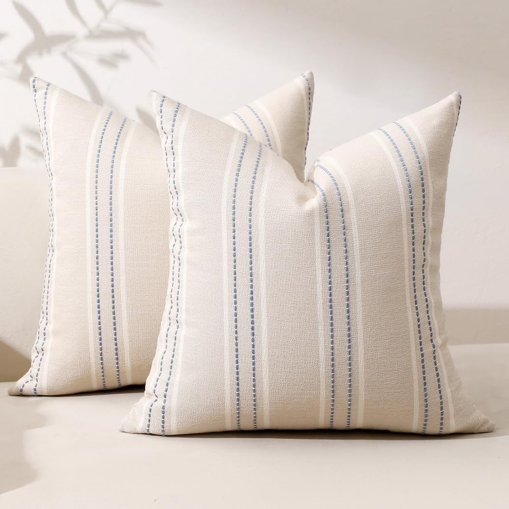 Hckot Decorative Throw Pillow Covers 20x20 Set of 2 Striped Pillow Covers