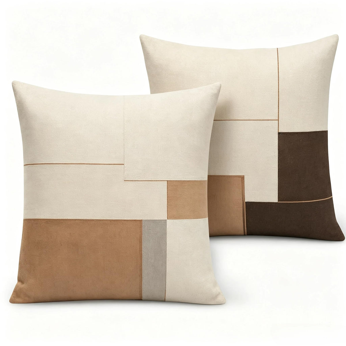 Decorative Throw Pillow Covers, Vintage Floral Pattern in Sage Green and Brown, 2 Pack Square Cushion Cases with Autumn Leaves Design，18x18 Pillows Linen Pillowcase
