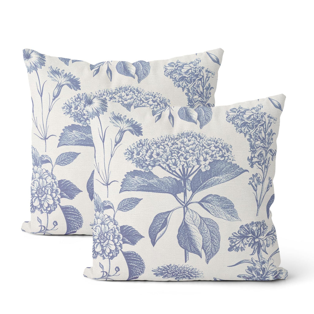 Floral Outdoor Pillow Covers 18x18 Inch Set of 2 Blue Green