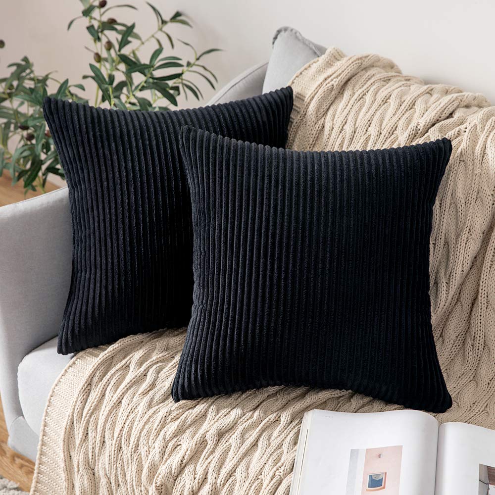 MIULEE Fall Decorative Corduroy Throw Pillow Covers Set of 2 20x20 Orange