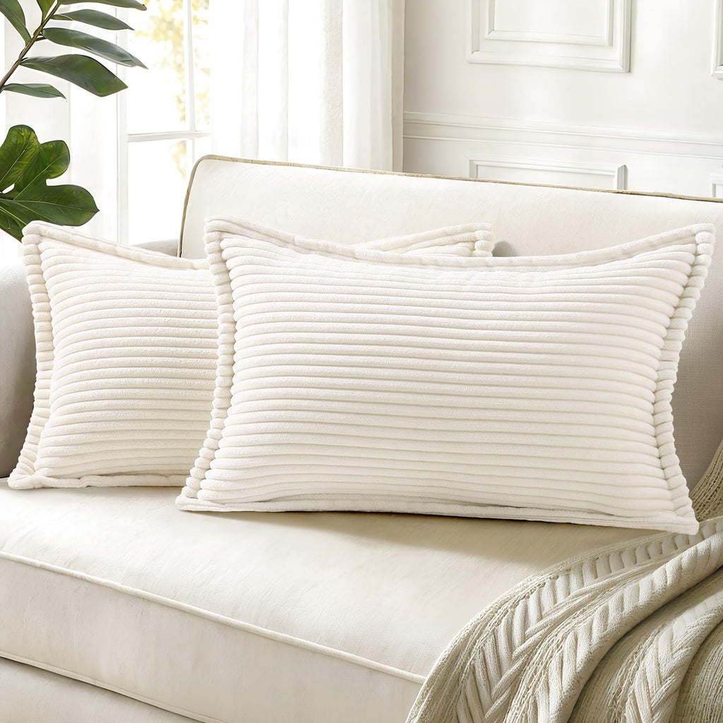 decorUhome Fall Corduroy Navy Blue Throw Pillow Covers 24x24 Set of 2