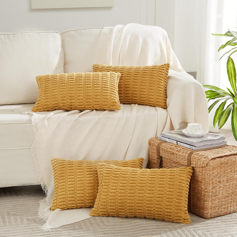 Fancy Homi 4 Packs Decorative Throw Pillow Covers for Living Room Couch Bed, Modern Farmhouse Boho Home Décor Accent Cushion Case, 18" x 18", Neutral