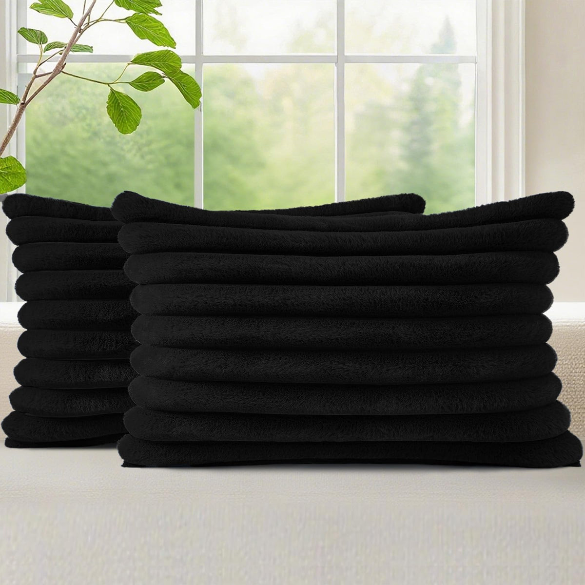 decorUhome Fall Faux Fur Throw Pillow Covers 18x18 Set of 2 Rust