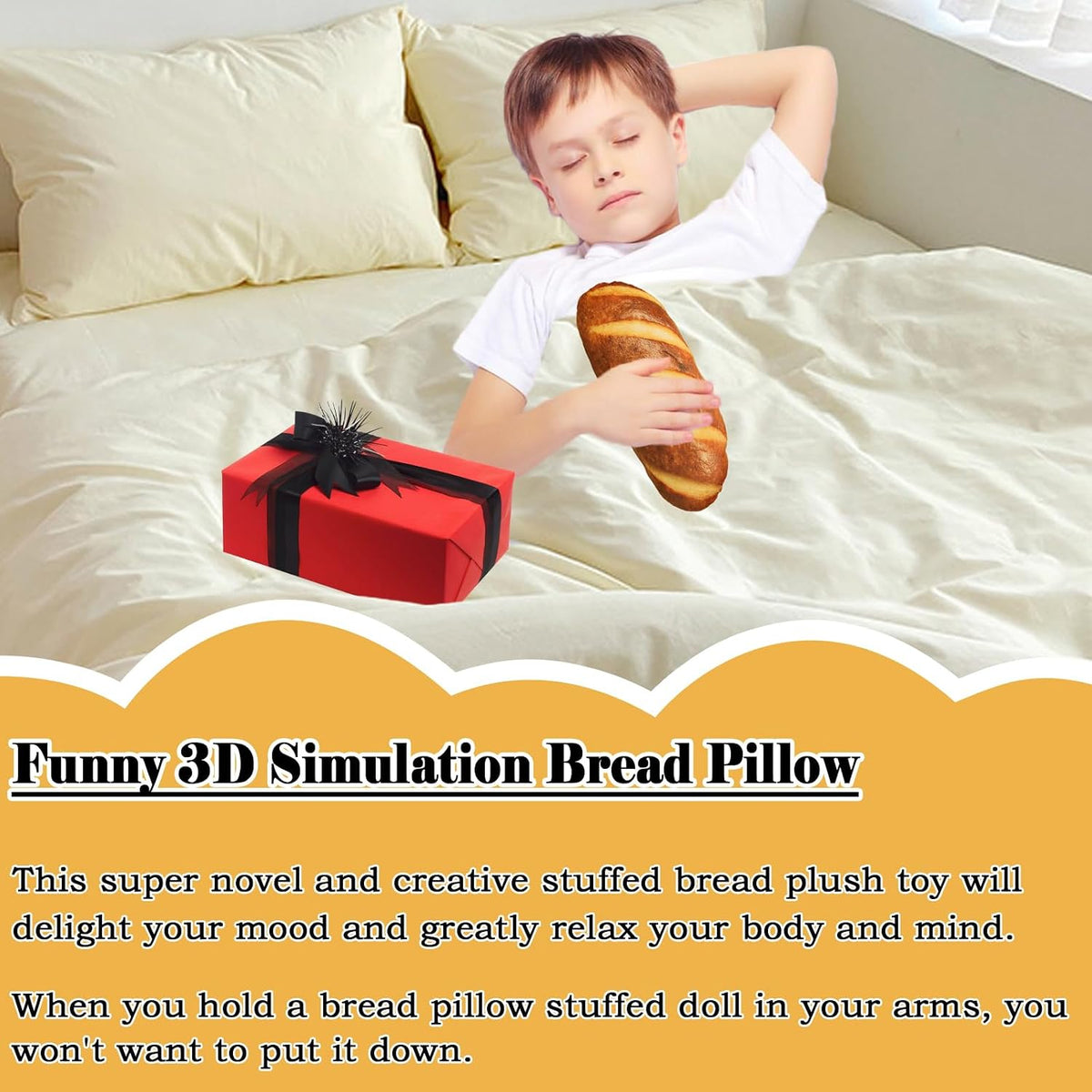 zhidiloveyou Bread Pillow Funny Stuffed Bread Shaped Toy Small Plush, 11.8"