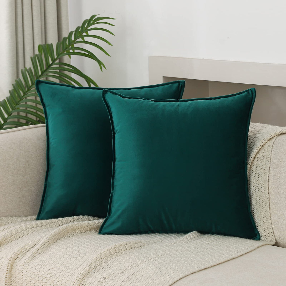 Velvet Navy Blue Throw Pillow Covers 18”x18”Pack of 2 Soft Decorative