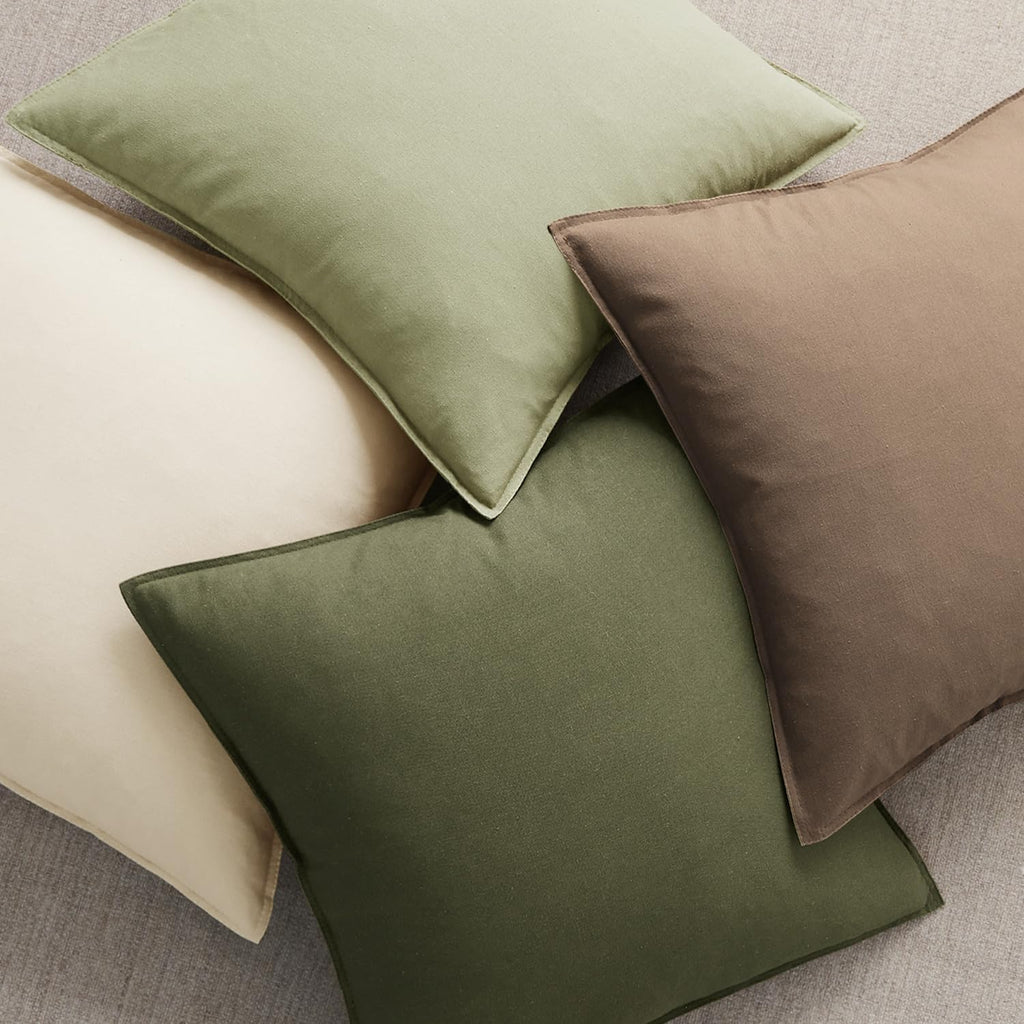 MIULEE Pack of 2 Decorative Linen Pillow Covers 18x18 Inch Olive Green