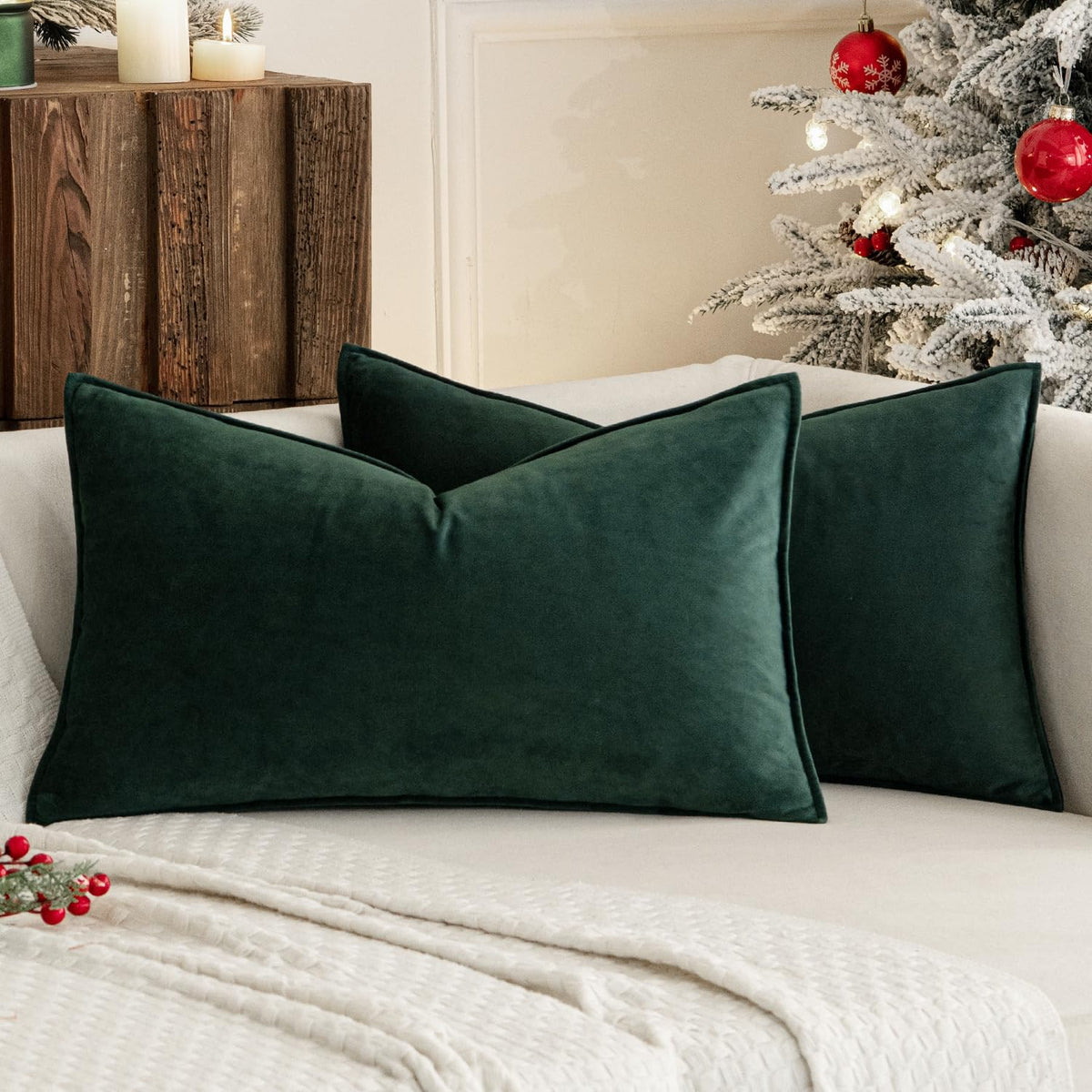 MIULEE Decorative Brown Velvet Throw Pillow Covers for Couch 22x22 Inch
