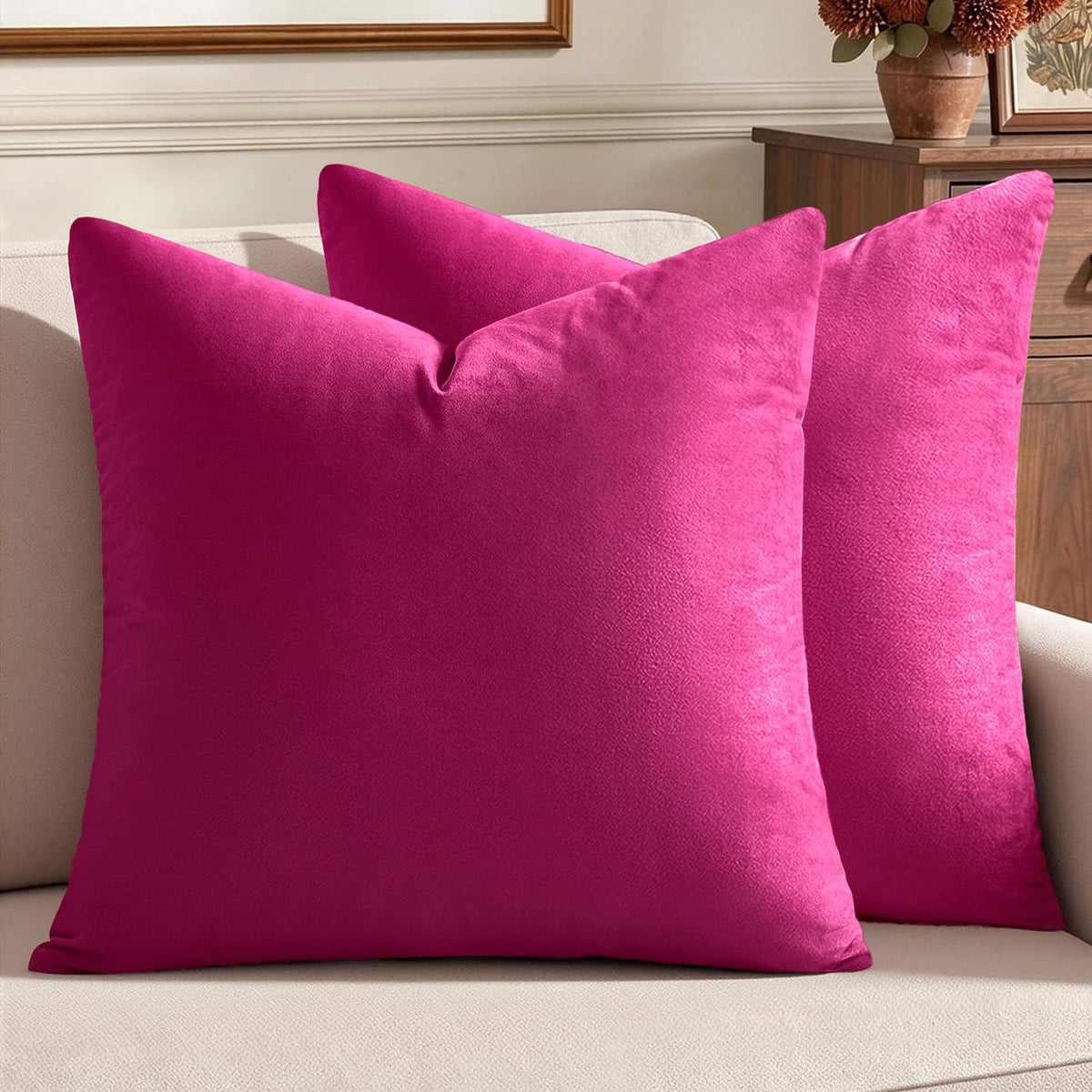 MIULEE Velvet Fall Throw Pillow Covers 20x20 Inch Pack of 2 Burnt Orange