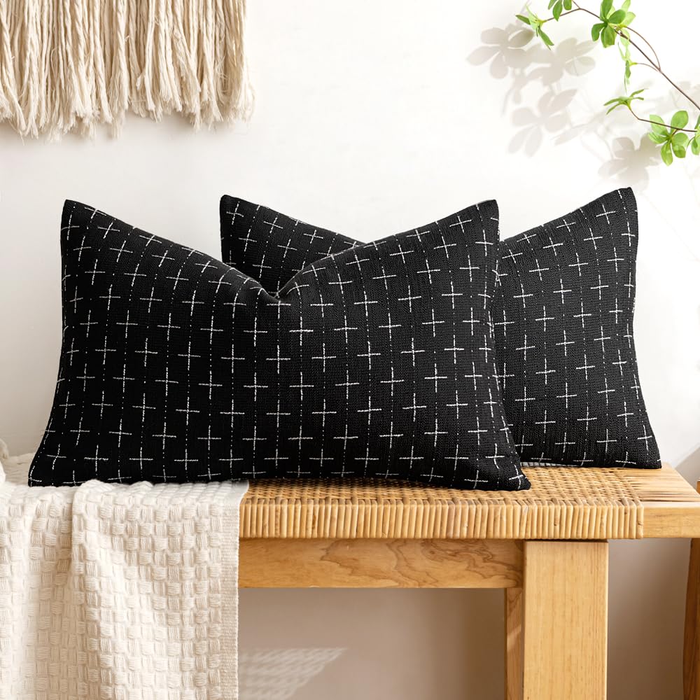 MIULEE Pack of 2 Decorative Vintage Burlap Linen Spring Throw Pillow Covers Modern Farmhouse Pillowcase Rustic Woven Textured Cushion Cover for Sofa Couch Bed 18x18 Inch Olive Green