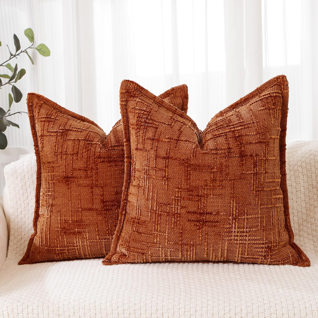HPUK Throw Pillow Covers 18x18 Set of 4, Blue Patterned & Solid Covers