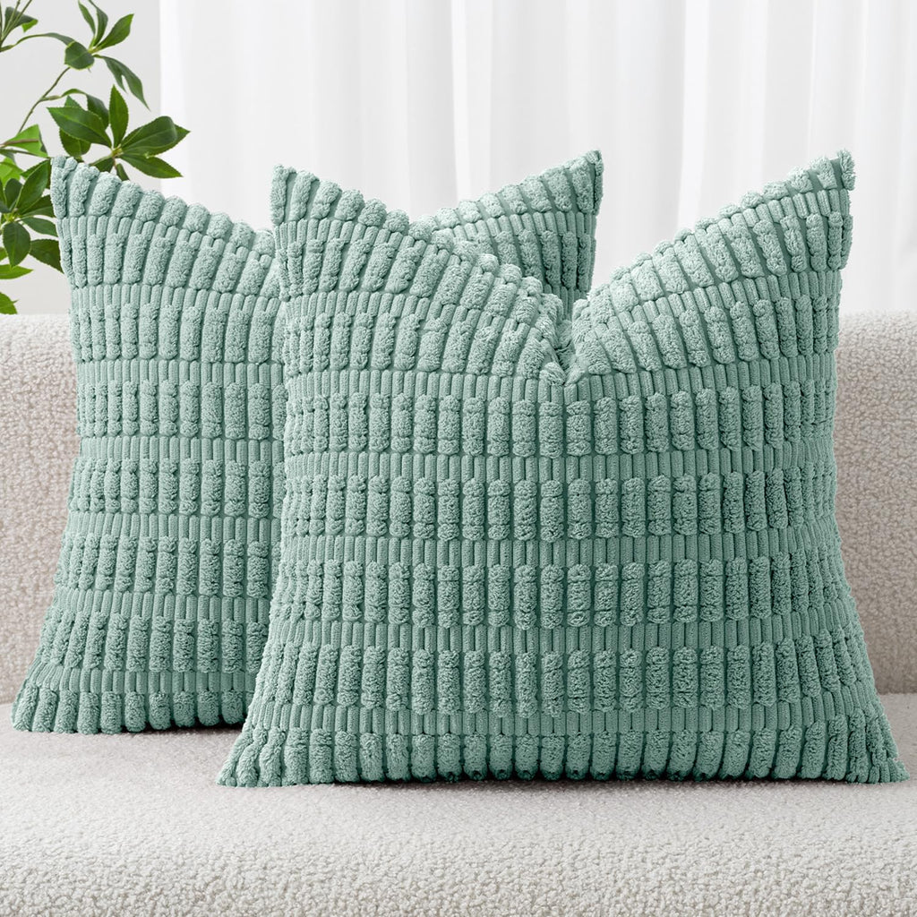 MIULEE Christmas Corduroy Decorative Throw Pillow Covers 18x18 Burgundy