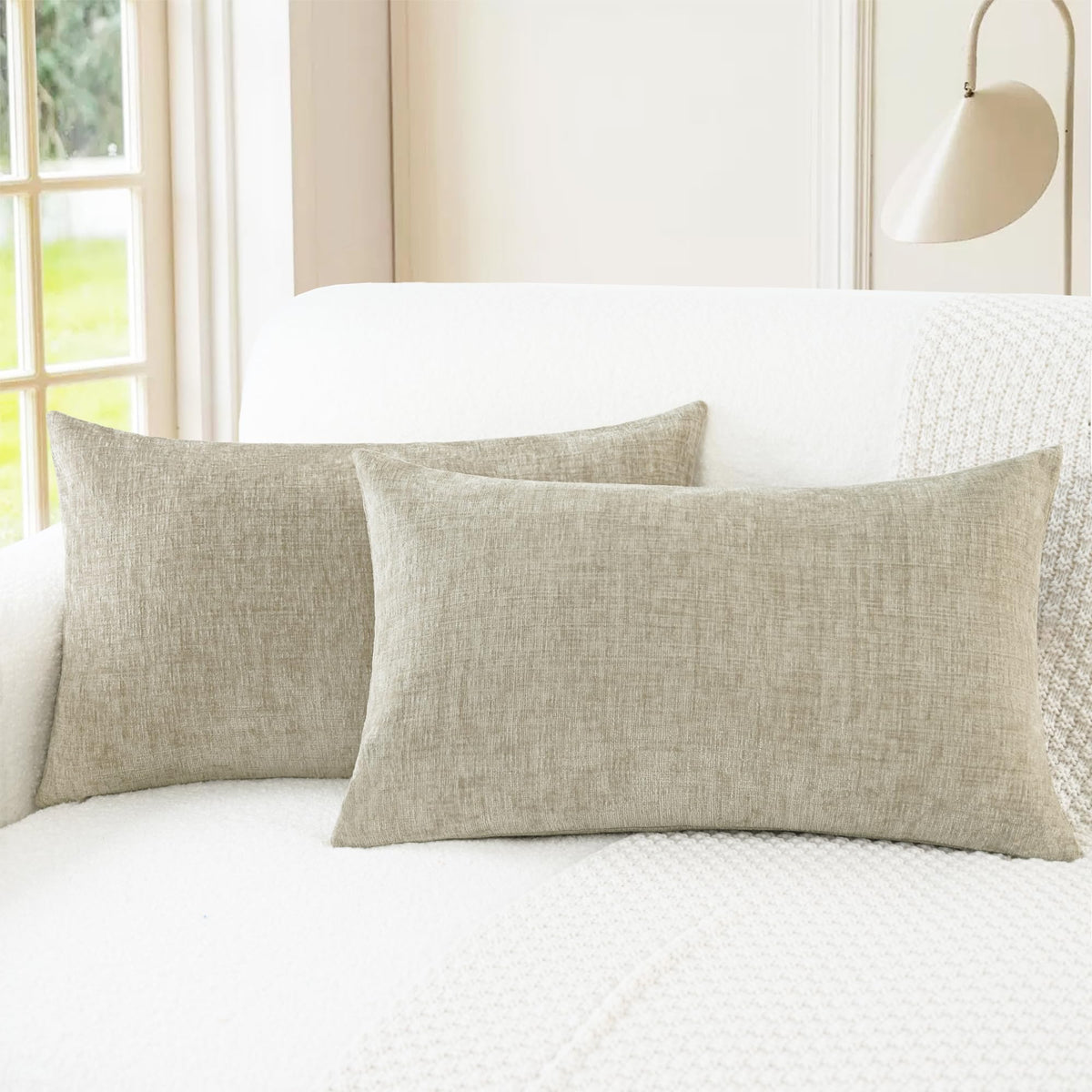 CaliTime Decorative Couch Throw Pillow Covers 18 X 18 Inches Medium Grey
