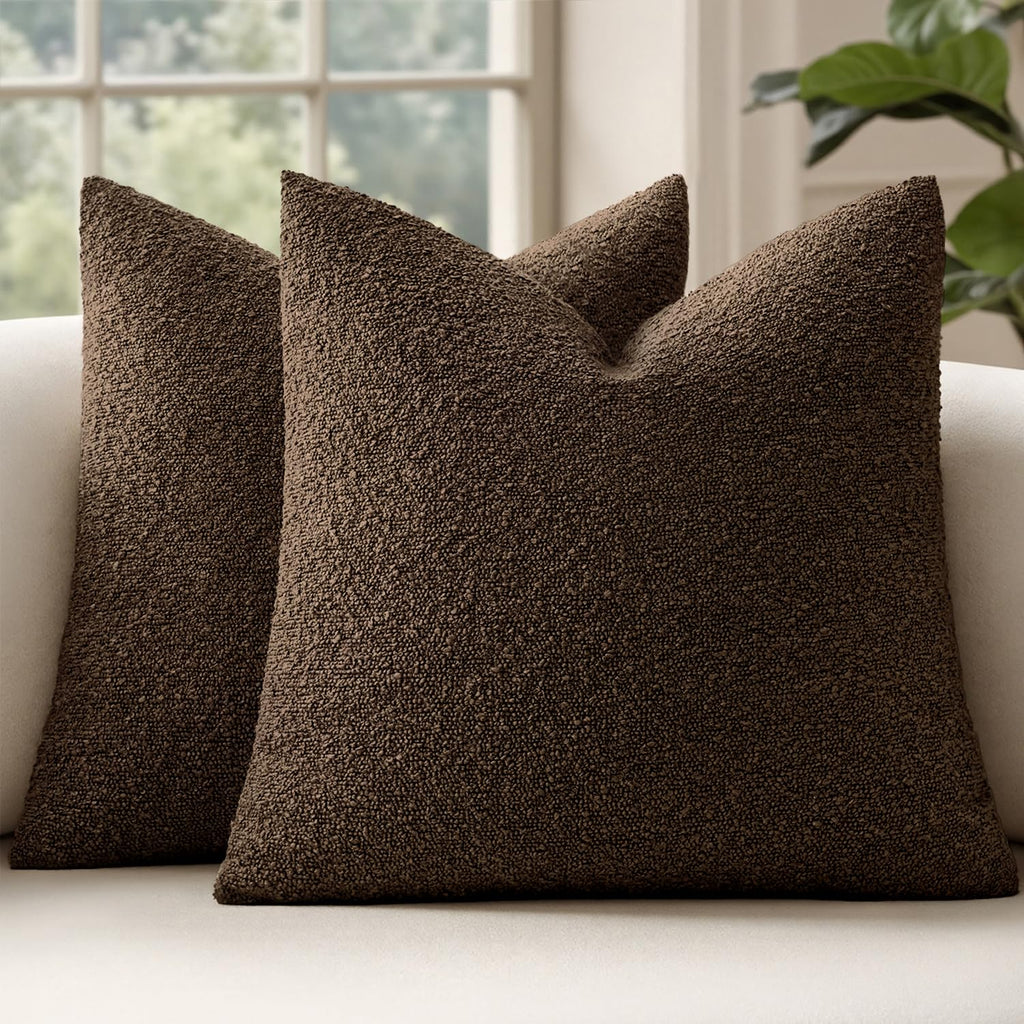 MIULEE 20x20 Decorative Boucle Couch Pillow Covers Beige
