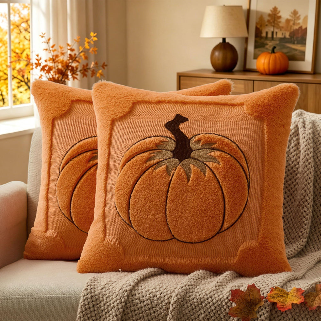 Allorry Fall Pillow Covers 18x18 2 Pack Beige Pumpkin Home Decor PT010A18