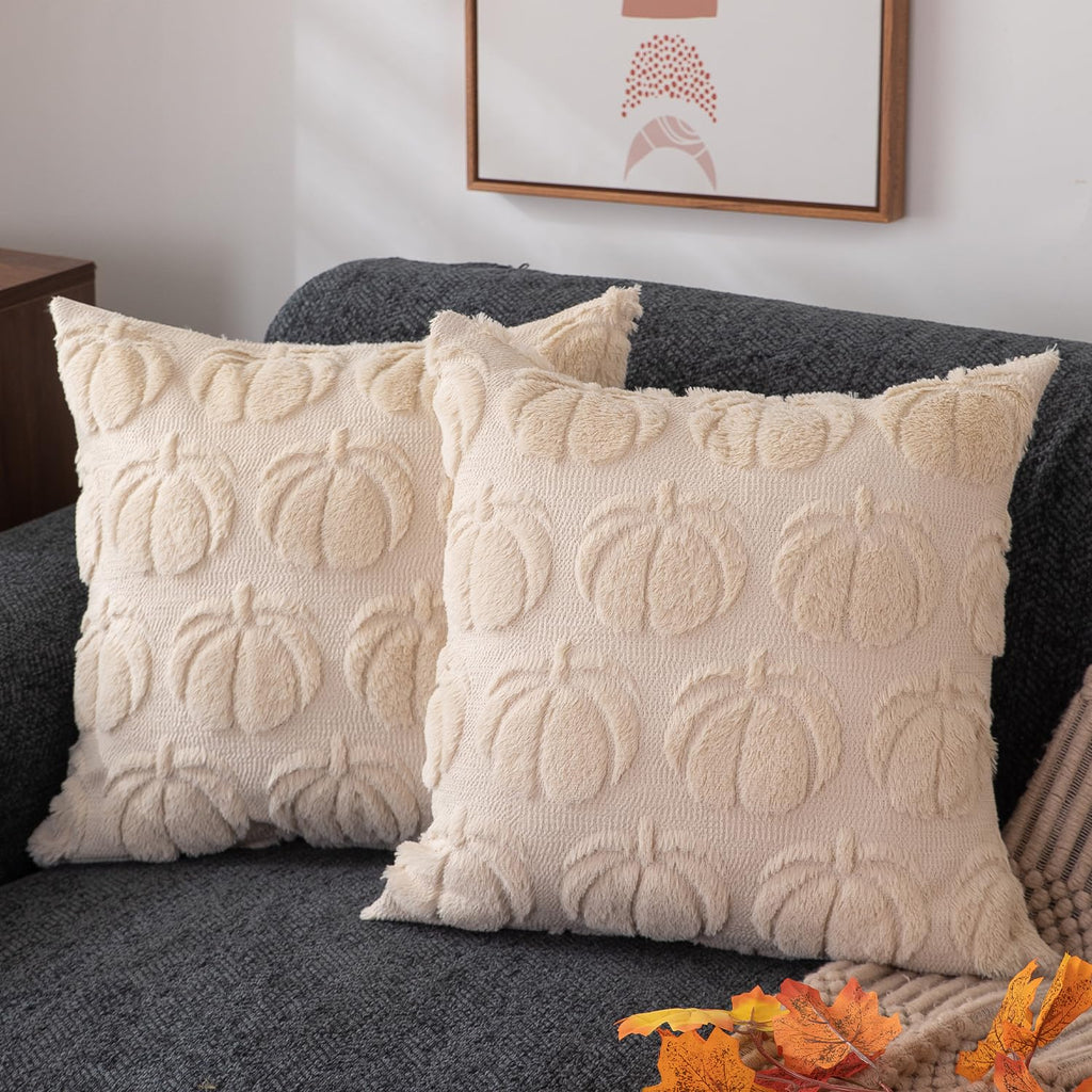 DFXSZ Fall Pillow Covers 18x18 2Pcs Rust Pumpkin Fall Decorations for Home