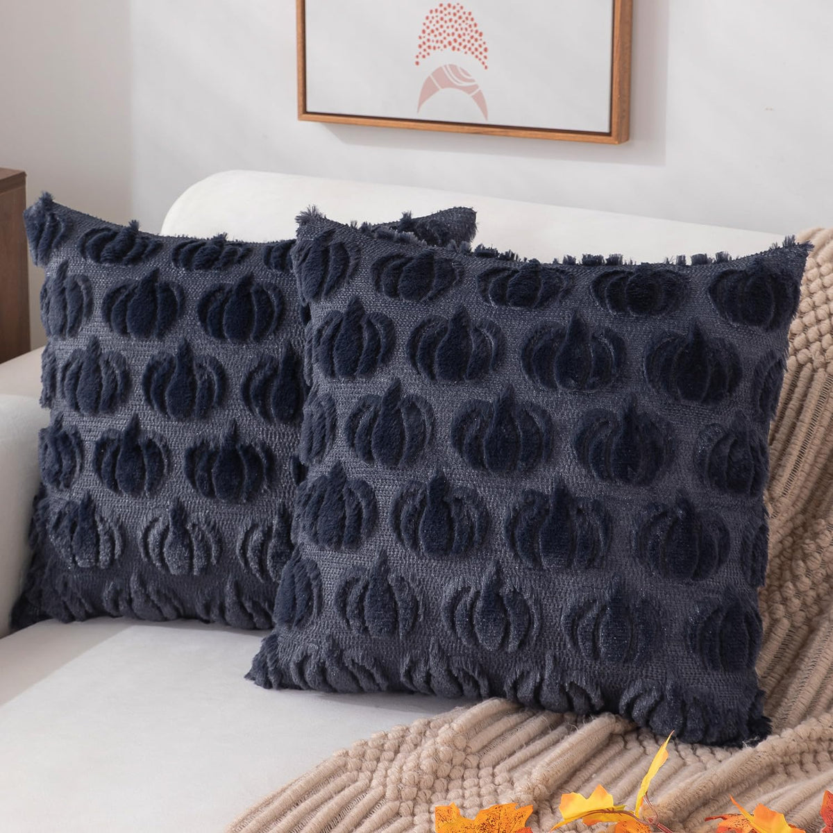 DFXSZ Fall Pillow Covers 18x18 2Pcs Rust Pumpkin Fall Decorations for Home