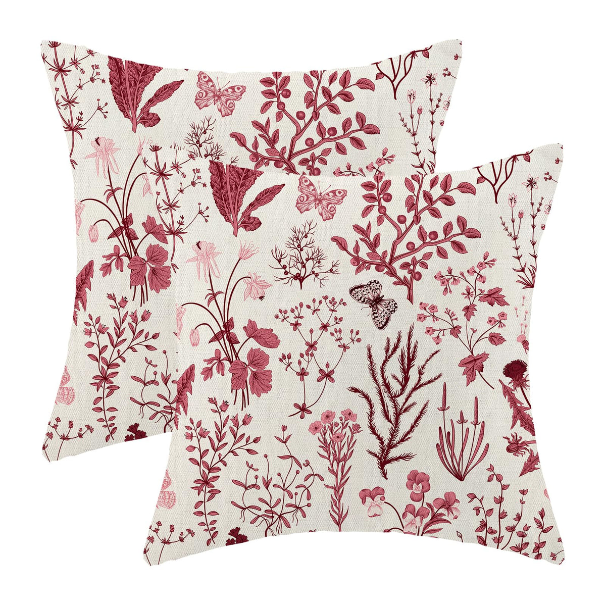 Spring Sage Green Wild Flower Pillow Covers 18x18 Set of 2