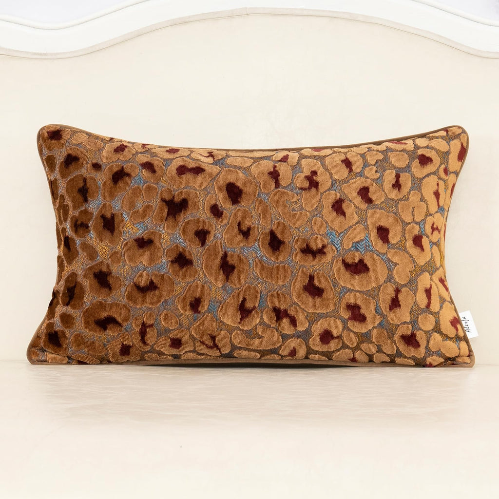 Alerfa Green Brown Floral Throw Pillow Cover 18 x 18 Inch Cut Velvet Sqaure Luxury Decorative Pillow Cover for Couch Living Room Bedroom