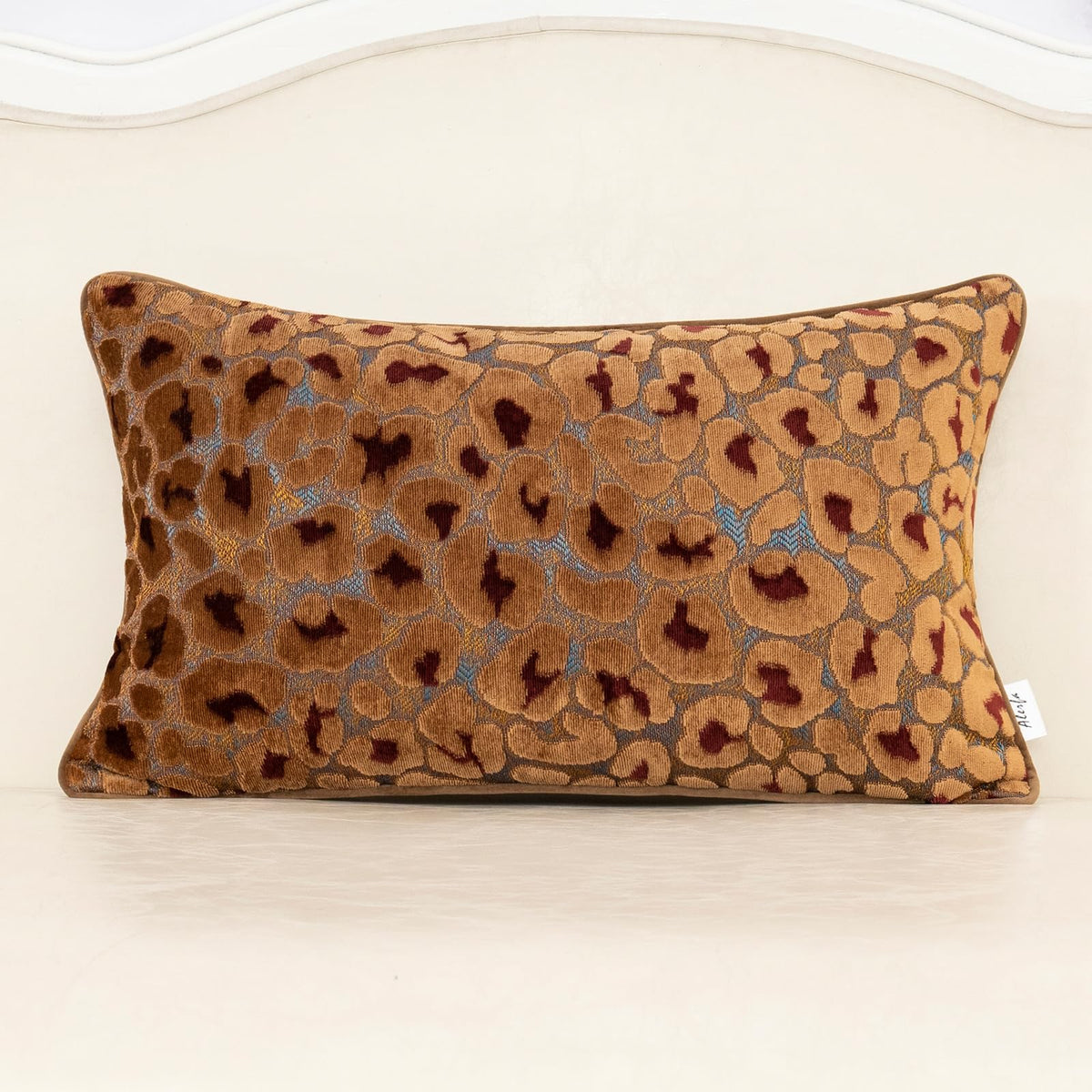 Alerfa Green Brown Floral Throw Pillow Cover 18 x 18 Inch Cut Velvet Sqaure Luxury Decorative Pillow Cover for Couch Living Room Bedroom