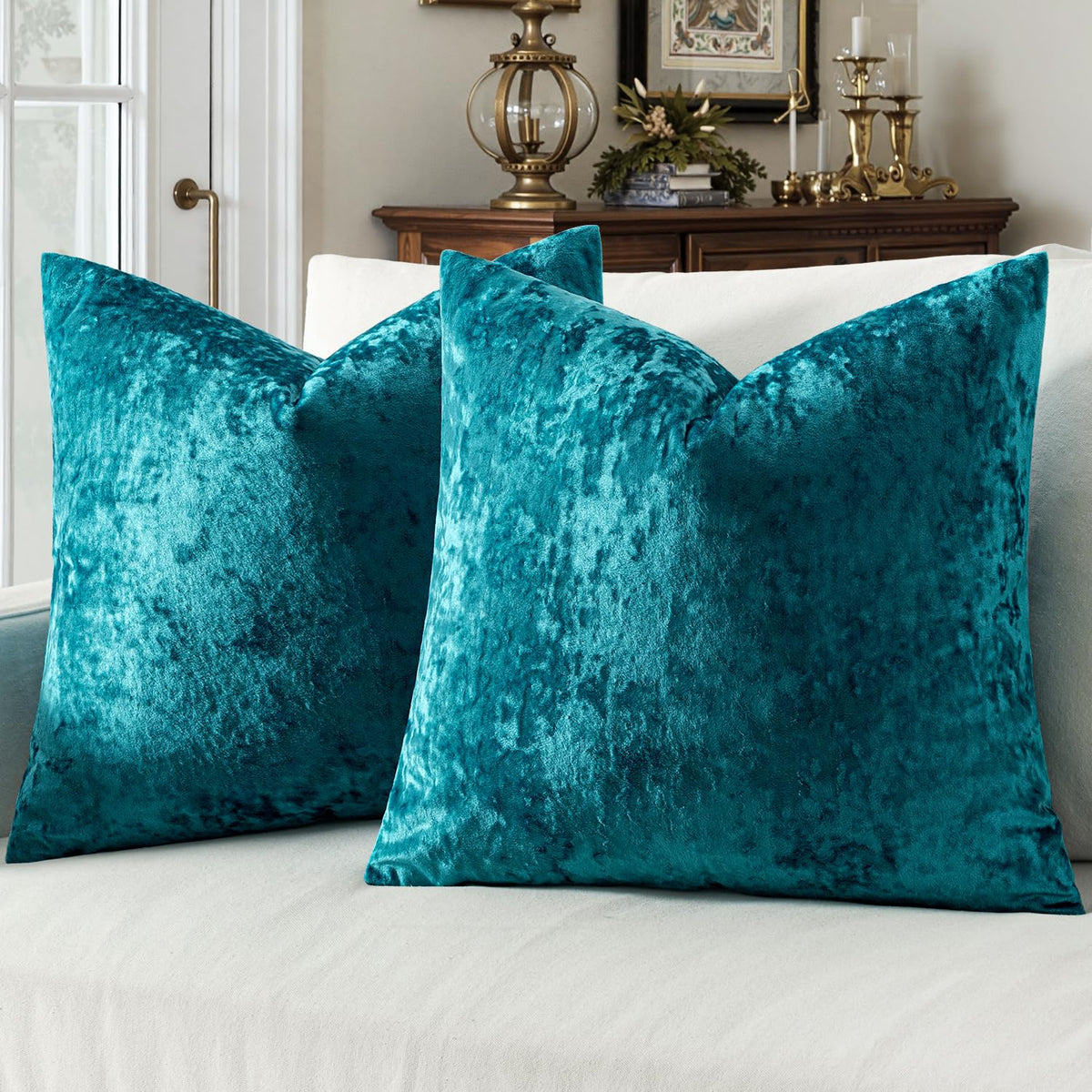 MIULEE Fall Velvet Throw Pillow Covers Burnt Orange 18x18 inch Set of 2