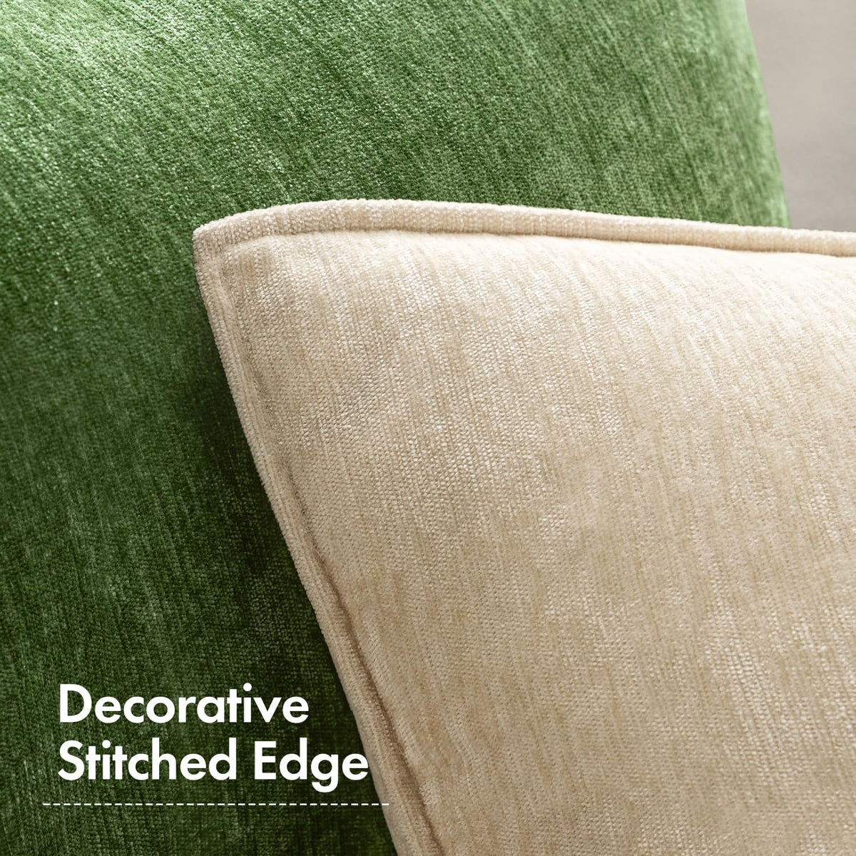 MIULEE Chenille Couch Pillow Covers for Living Room 18x18 Natural Beige
