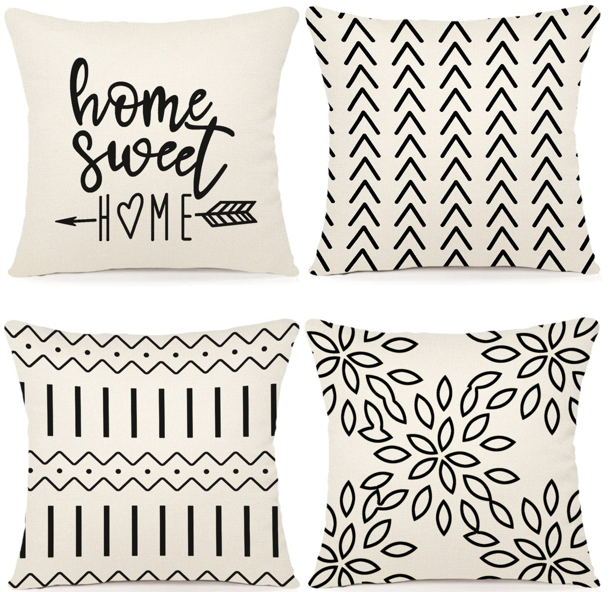 YCOLL Pillow Covers 18x18 Set of 4, Modern Sofa Throw Pillow Cover, Decorative Outdoor Linen Fabric Pillow Case for Couch Bed Car，Light Blue