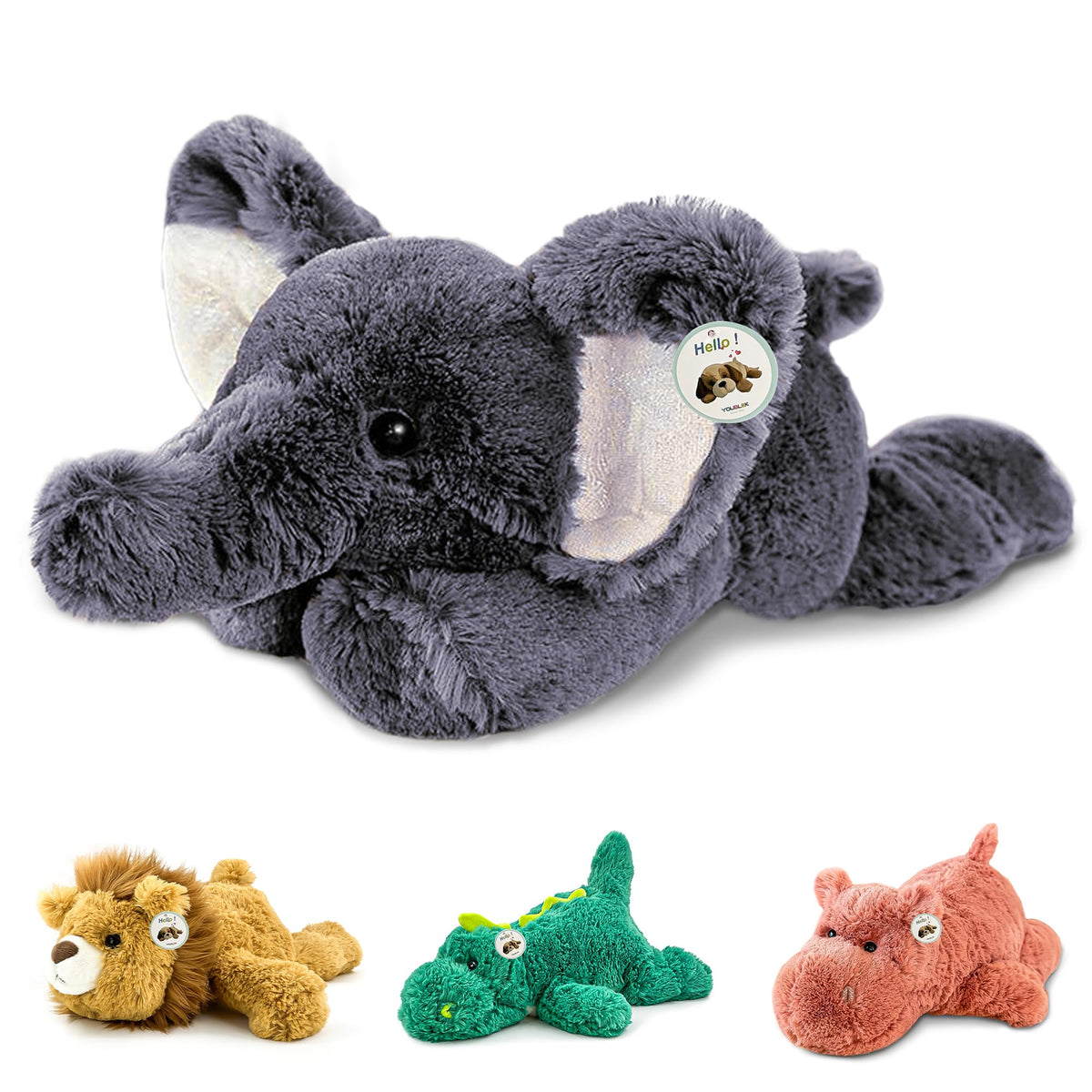 YOUBLEK 16" 2 Lb Green Dinosaur Weighted Stuffed Animals, Plush Pillow Toy