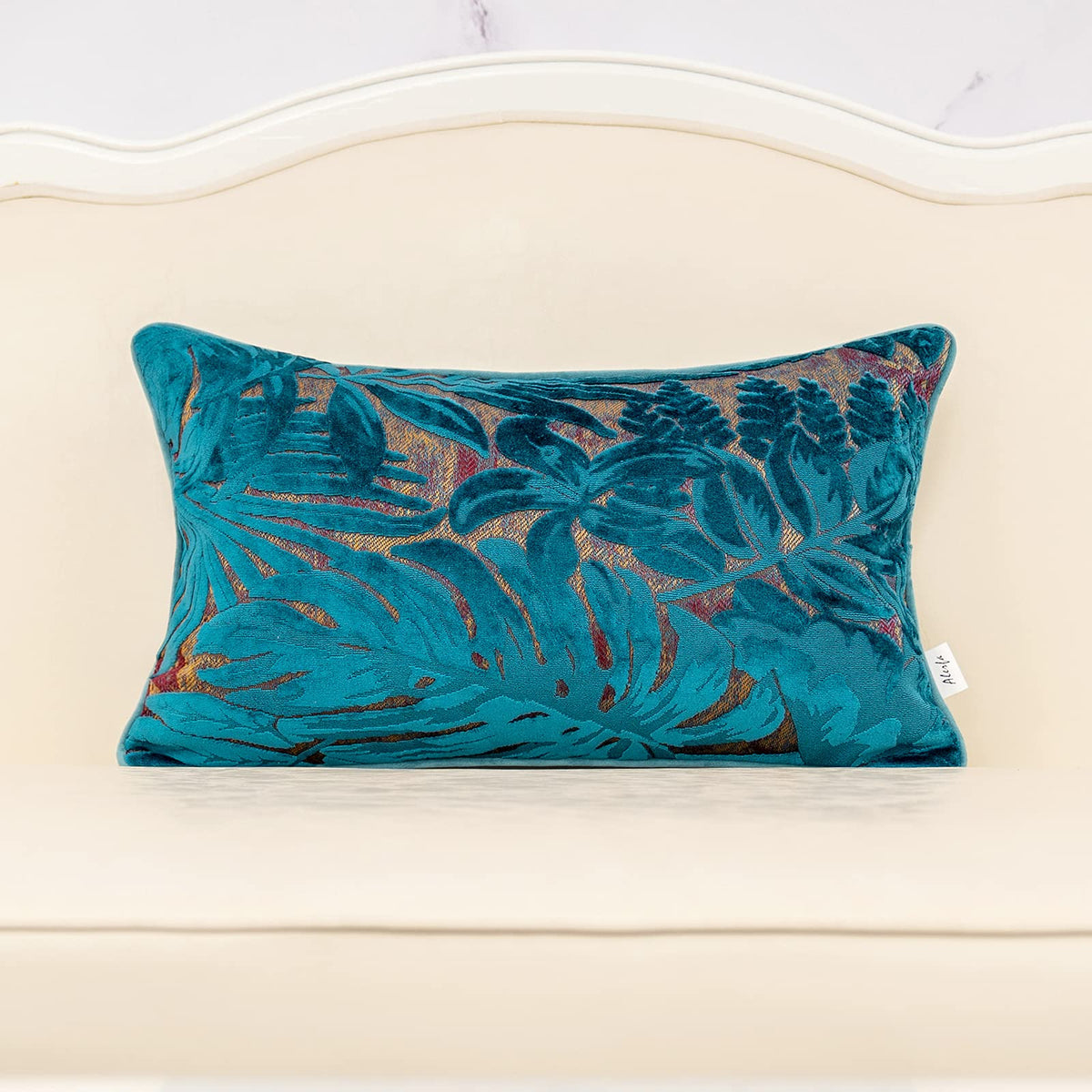 Alerfa 18 x 18 Inch Gray Silver Square Maple Leaf Pillow Embroidery Cut Velvet Cushion Case Luxury Modern Lumbar Throw Pillow Cover Decorative Pillow for Couch Sofa Living Room Bedroom Car
