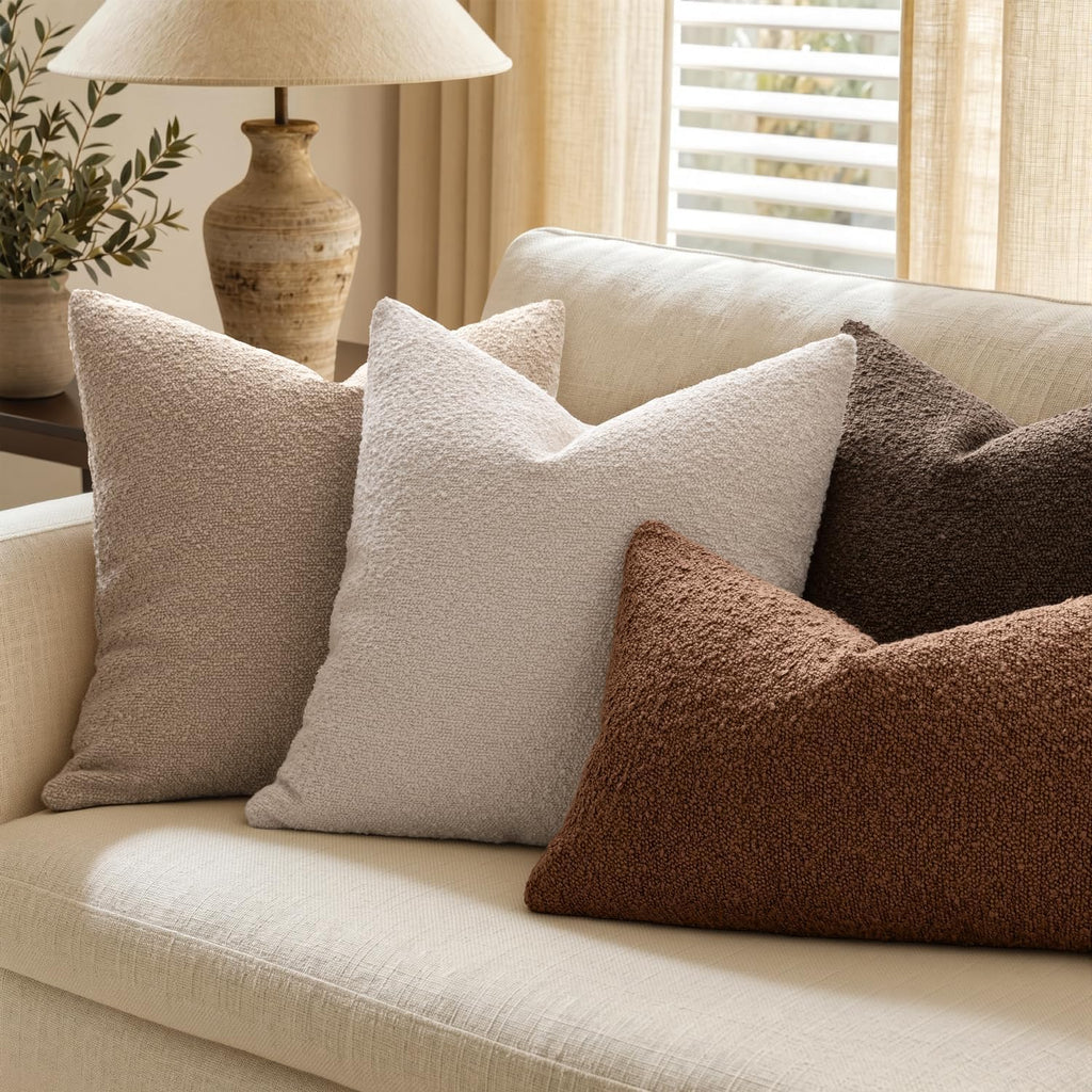 MIULEE 20x20 Decorative Boucle Couch Pillow Covers Beige
