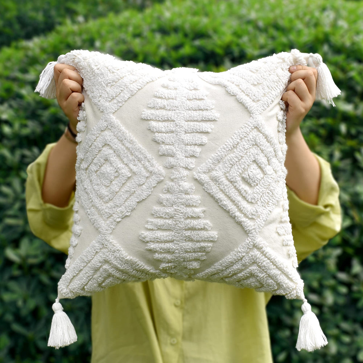 Lumbar Boho Pillow Covers 12x20 Tufted Teal for Couch Bed Teal
