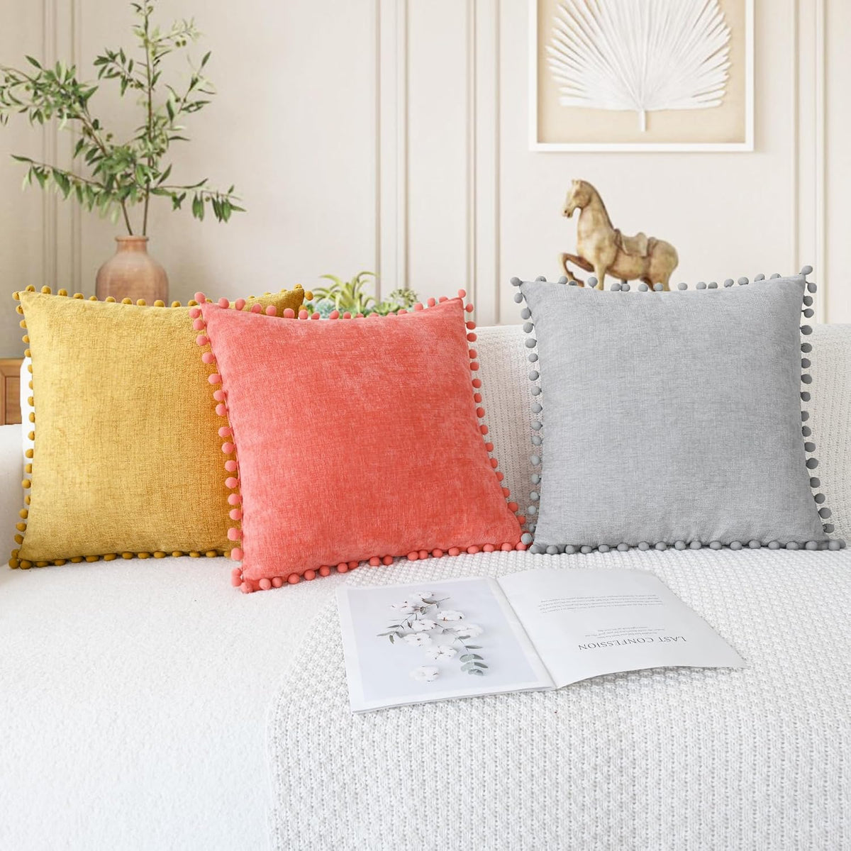CaliTime Decorative Couch Throw Pillow Covers 18 X 18 Inches Gold