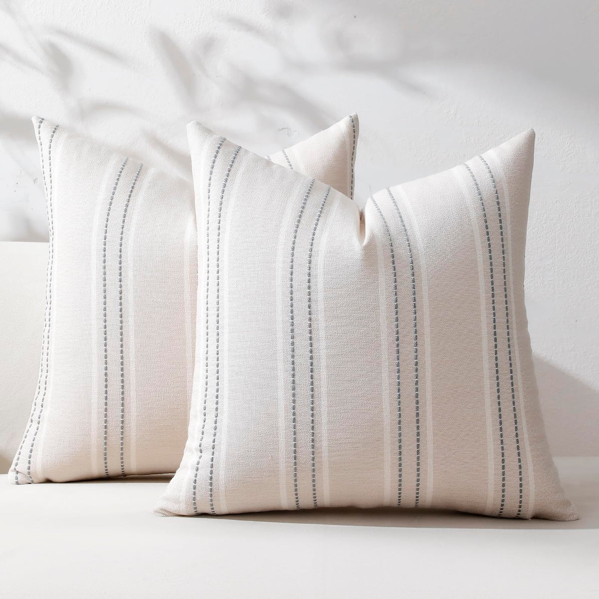 Hckot Decorative Throw Pillow Covers 20x20 Set of 2 Striped Pillow Covers