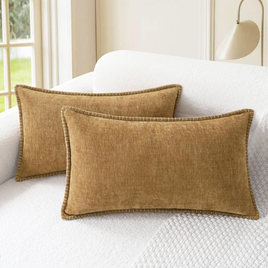 CaliTime Decorative Couch Throw Pillow Covers 20 X 12 Inches Gold