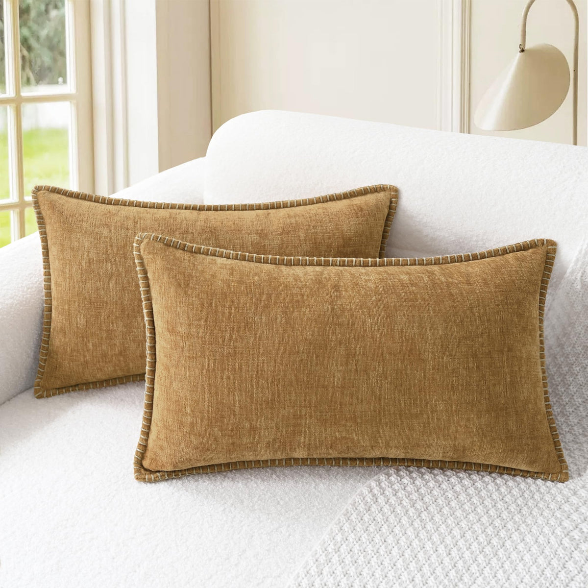 CaliTime Decorative Couch Throw Pillow Covers 20 X 12 Inches Gold