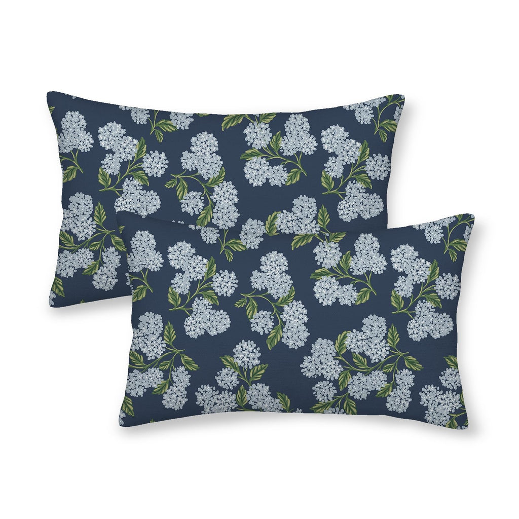 Floral Outdoor Pillow Covers 18x18 Inch Set of 2 Blue Green