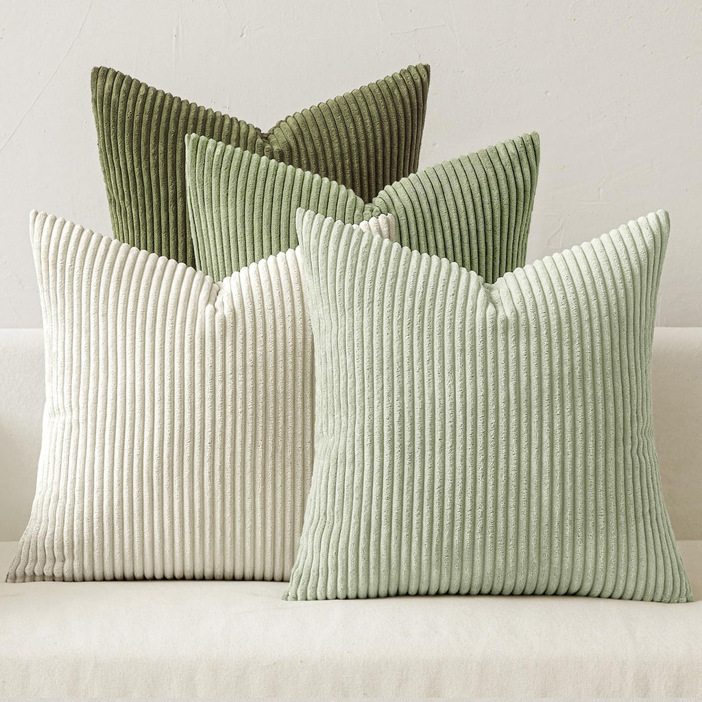 MIULEE Soft Corduroy Decorative Throw Pillow Covers Orange Teal 18x18