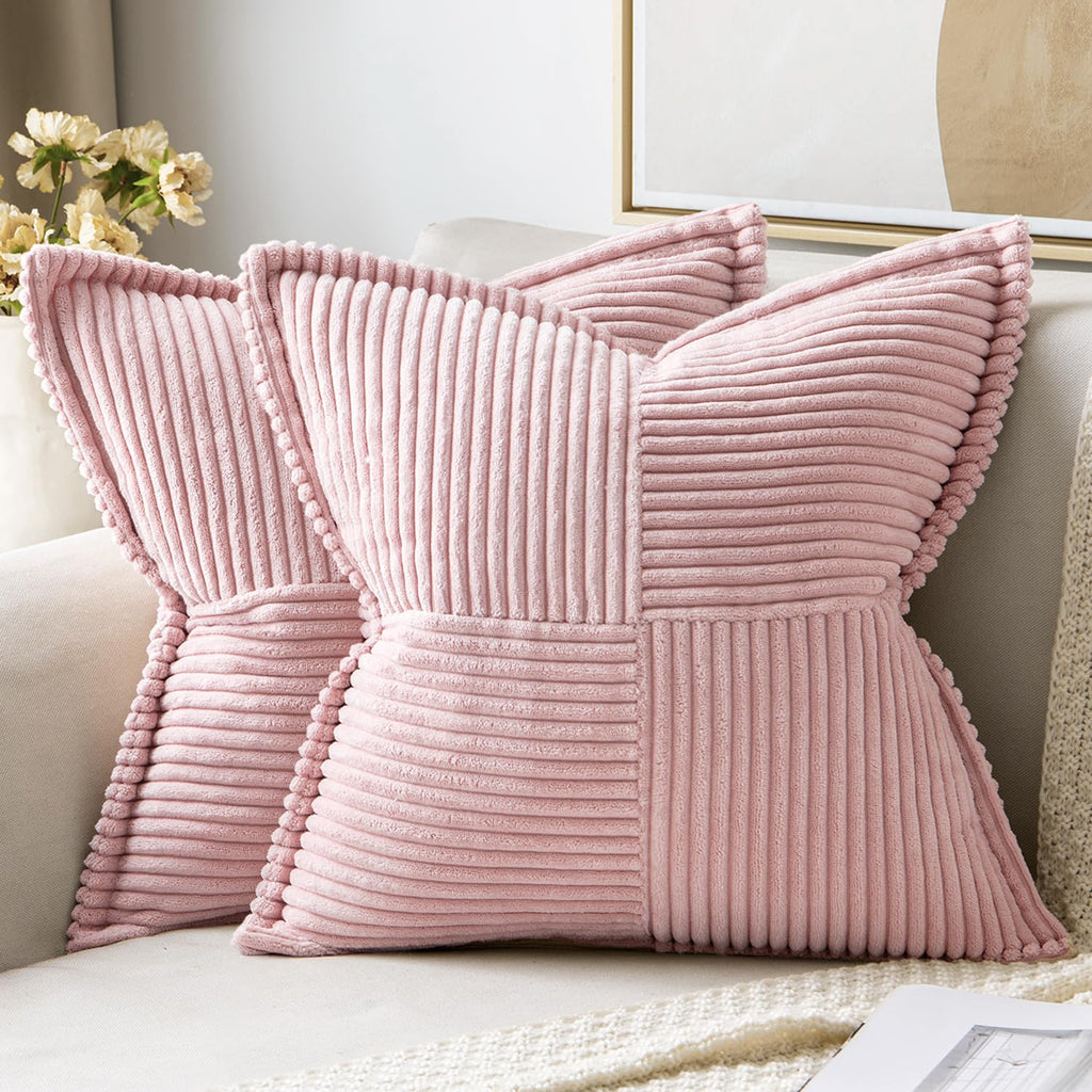 MIULEE Decorative Throw Pillow Covers for Couch 18x18 Inch Beige 2 Pack