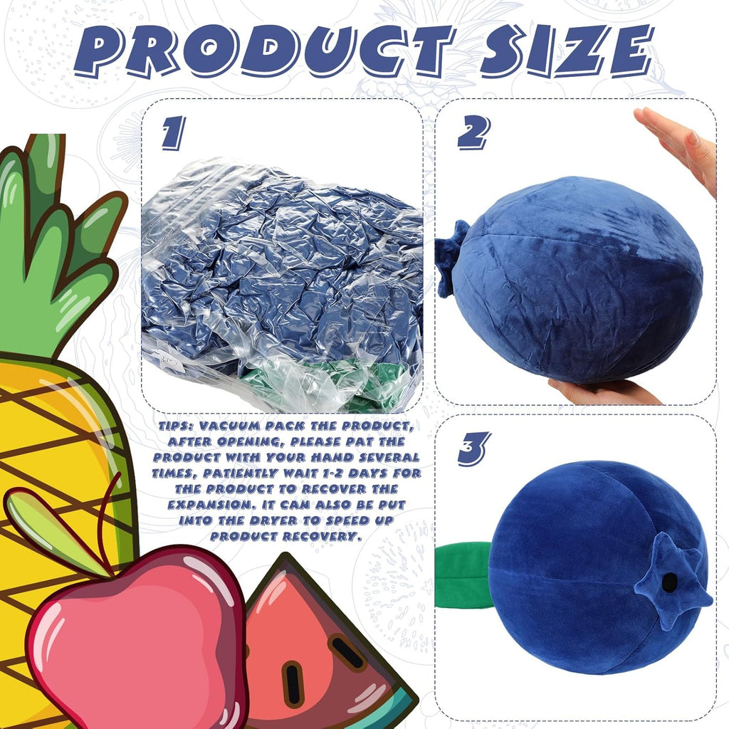 Beeveer 2 Pcs Blueberry Cute Plush Pillow, Kawaii Fruit Shaped Pillow
