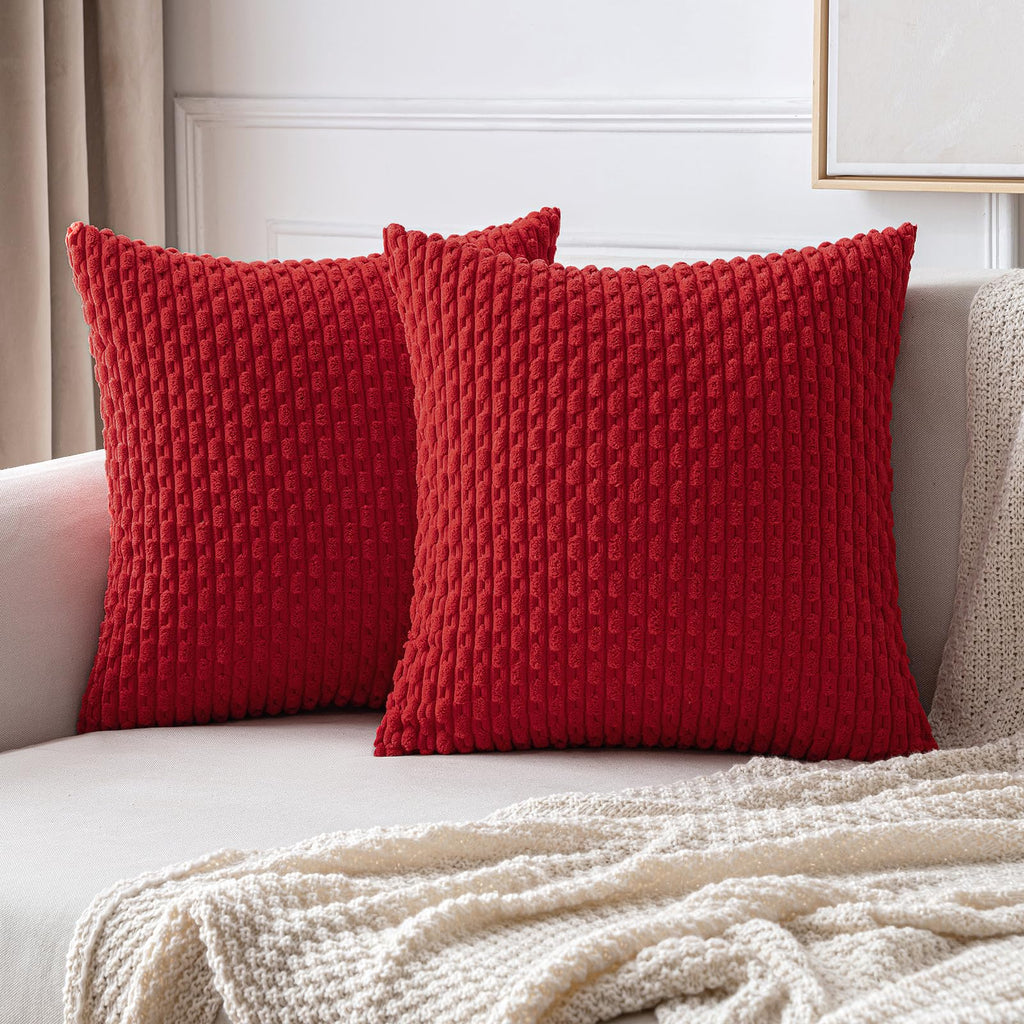 MIULEE Decorative Throw Pillow Covers 20x20 Cream White Textured Corduroy