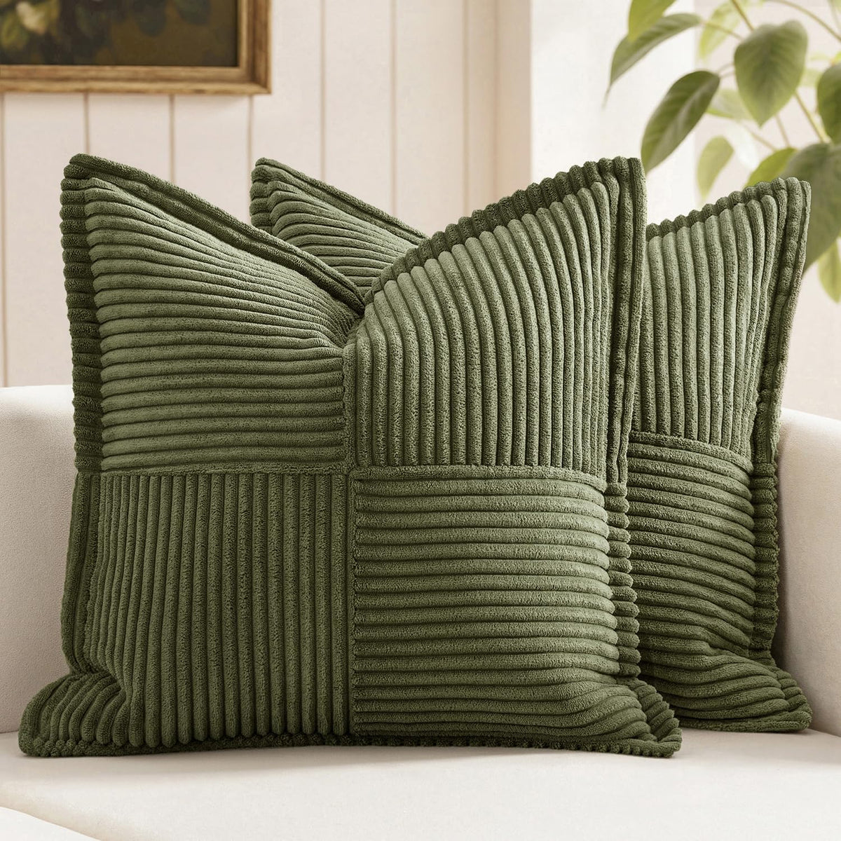MIULEE Decorative Throw Pillow Covers for Couch 18x18 Inch Beige 2 Pack
