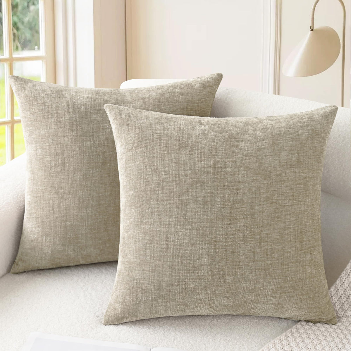 CaliTime Decorative Couch Throw Pillow Covers 18 X 18 Inches Medium Grey