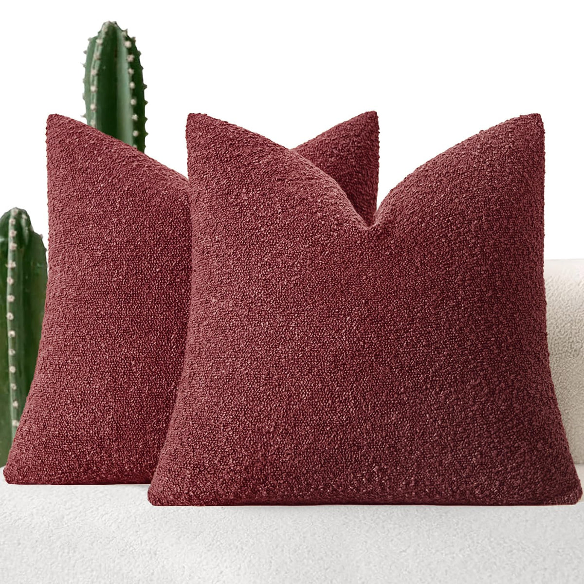 MIULEE 20x20 Decorative Boucle Couch Pillow Covers Beige