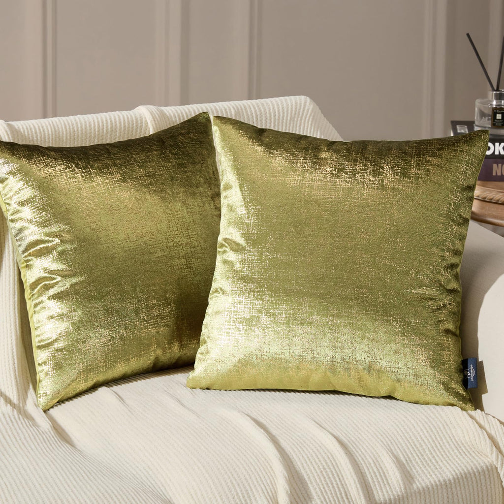 Phantoscope Pack of 2 Sparkling Velvet Geometric-pattern Throw Decorative Pillow Cover Soft Gold Glitter Square Cushion Cover Pillowcase for Couch Bed and Chair, Dark Brown, 18 x 18 inches, 45 x 45 cm