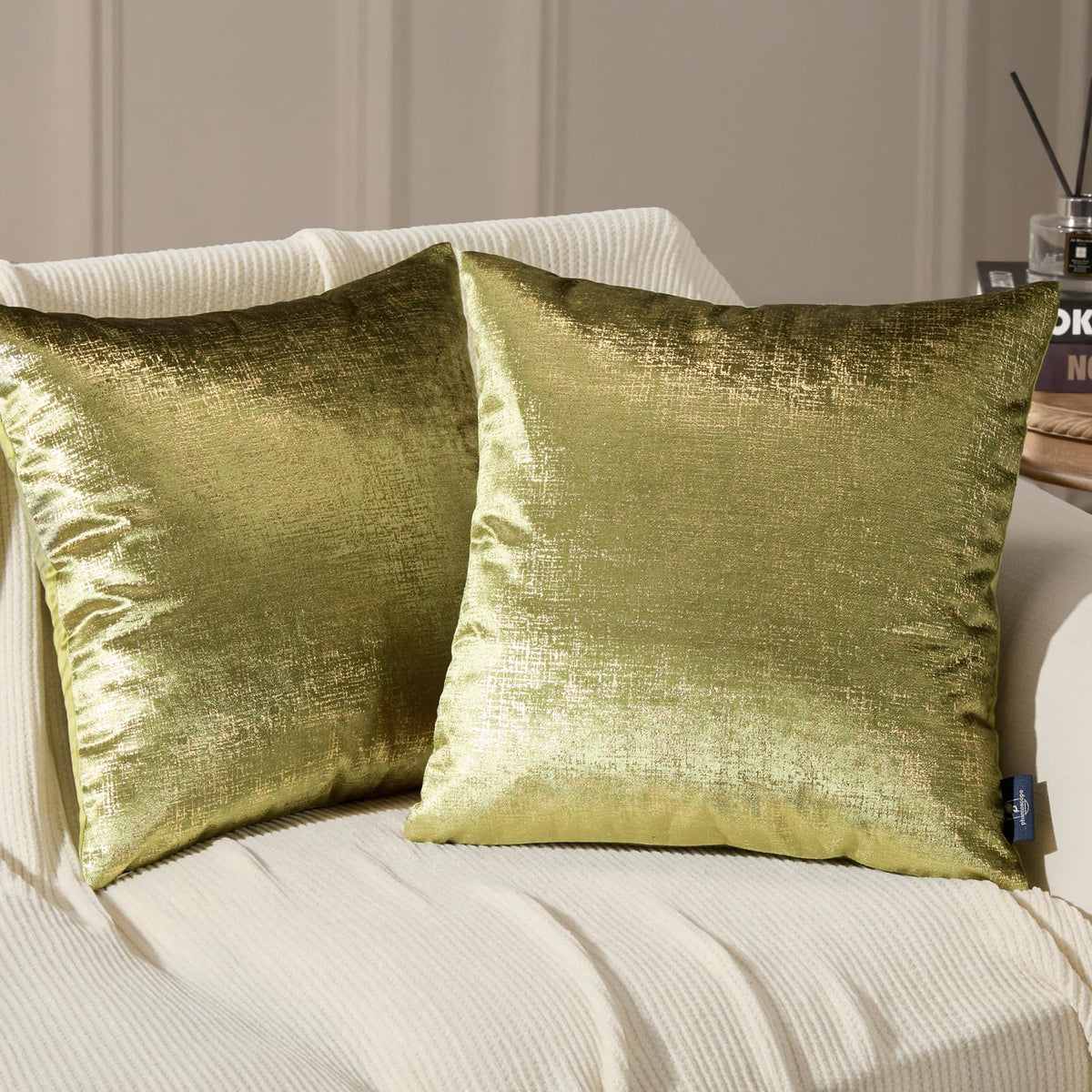 Phantoscope Pack of 2 Sparkling Velvet Geometric-pattern Throw Decorative Pillow Cover Soft Gold Glitter Square Cushion Cover Pillowcase for Couch Bed and Chair, Dark Brown, 18 x 18 inches, 45 x 45 cm