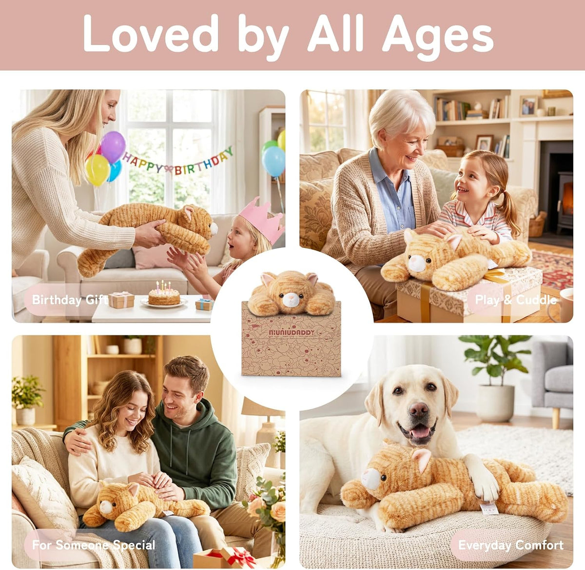 Niuniu Daddy Orange Cat Weighted Stuffed Animals, Plush Toy Pillow for Kids
