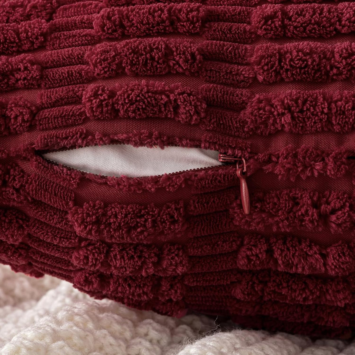 MIULEE Christmas Corduroy Decorative Throw Pillow Covers 18x18 Burgundy