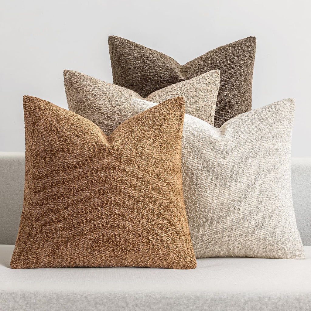 MIULEE Fall Decorative Boucle Throw Pillow Covers 18x18 Rustic Set of 4