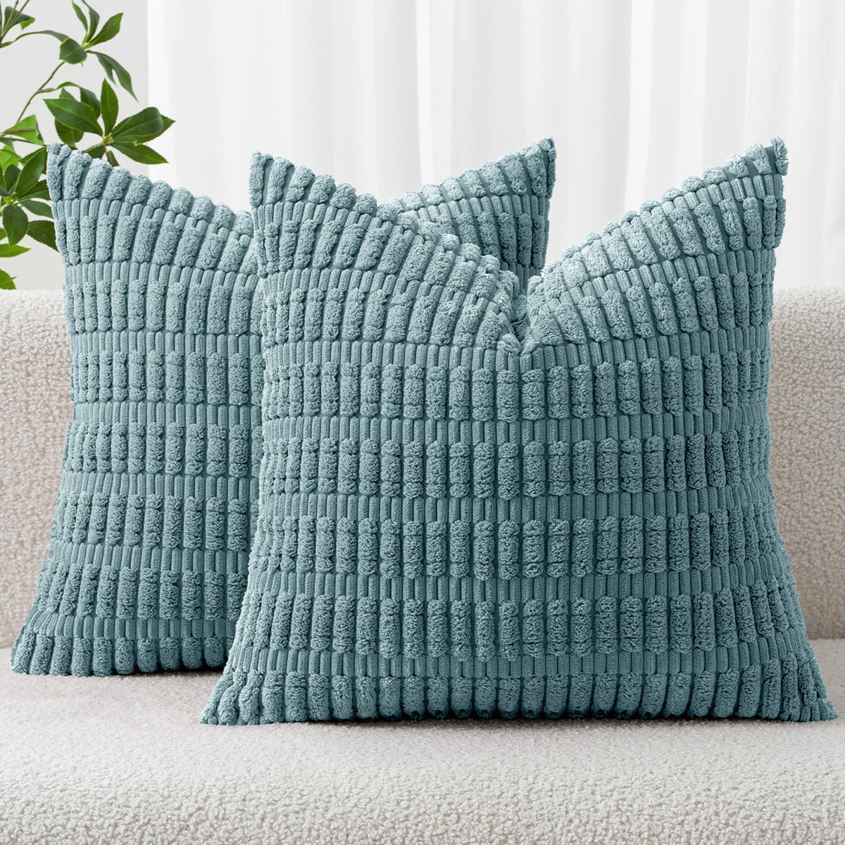 MIULEE Christmas Corduroy Decorative Throw Pillow Covers 18x18 Burgundy